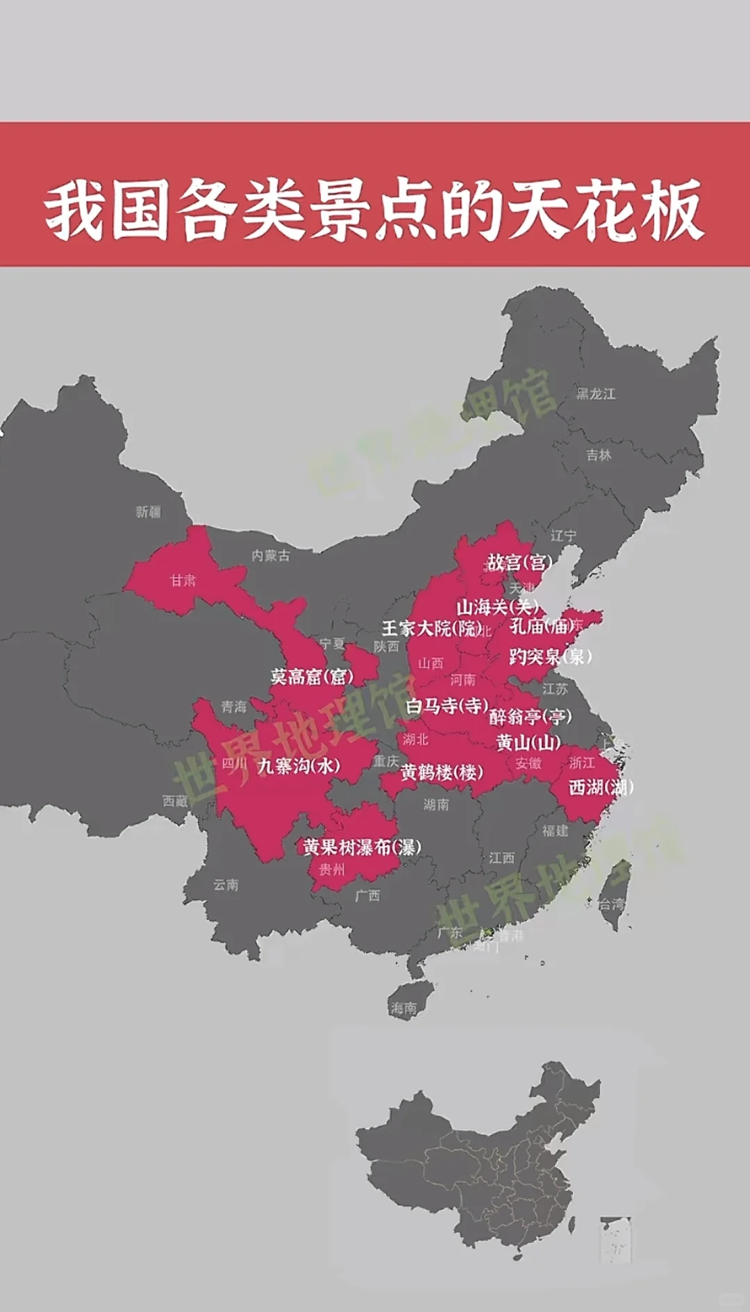 我国各类景点的天花板