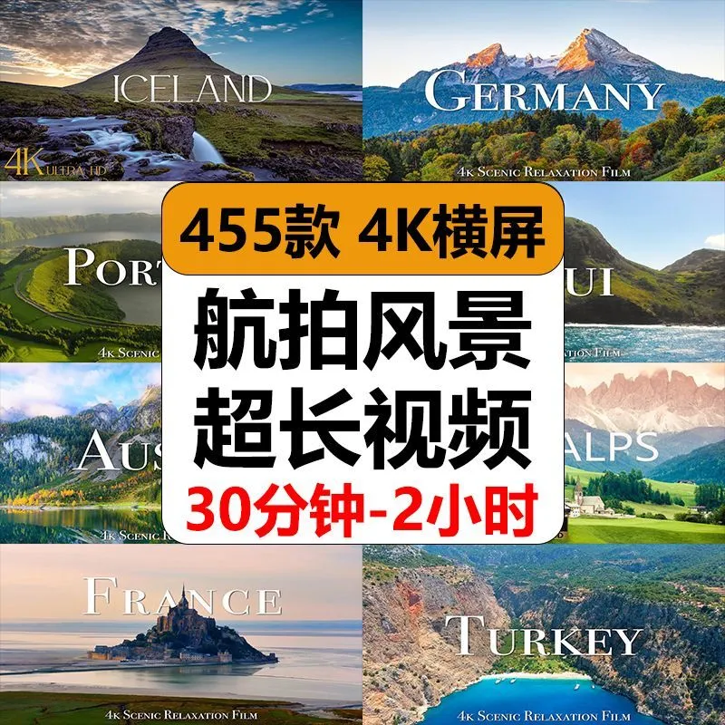 超高清国外航拍唯美风景治愈系旅游城市素材