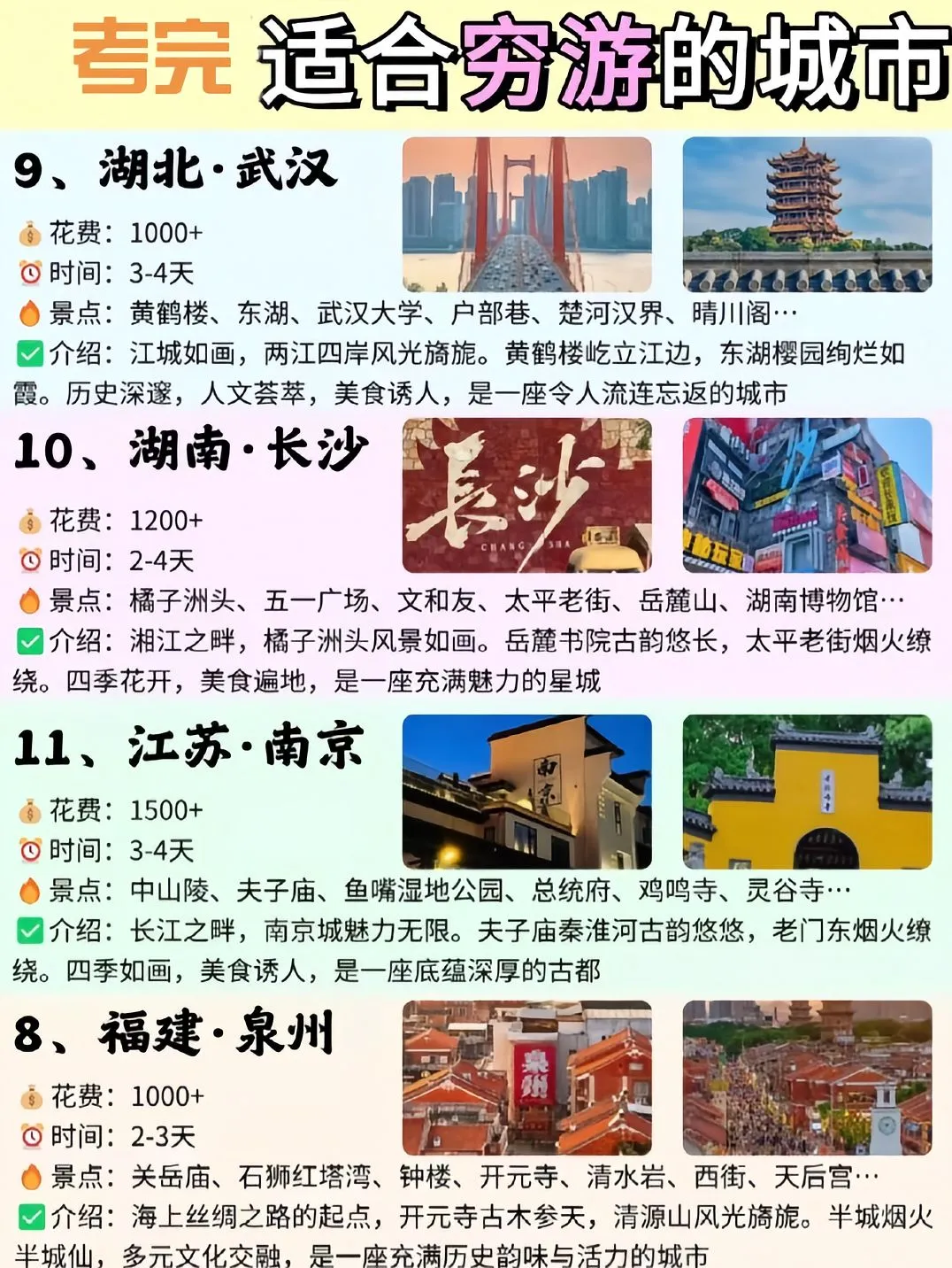 毕业一定要去旅游的地方！