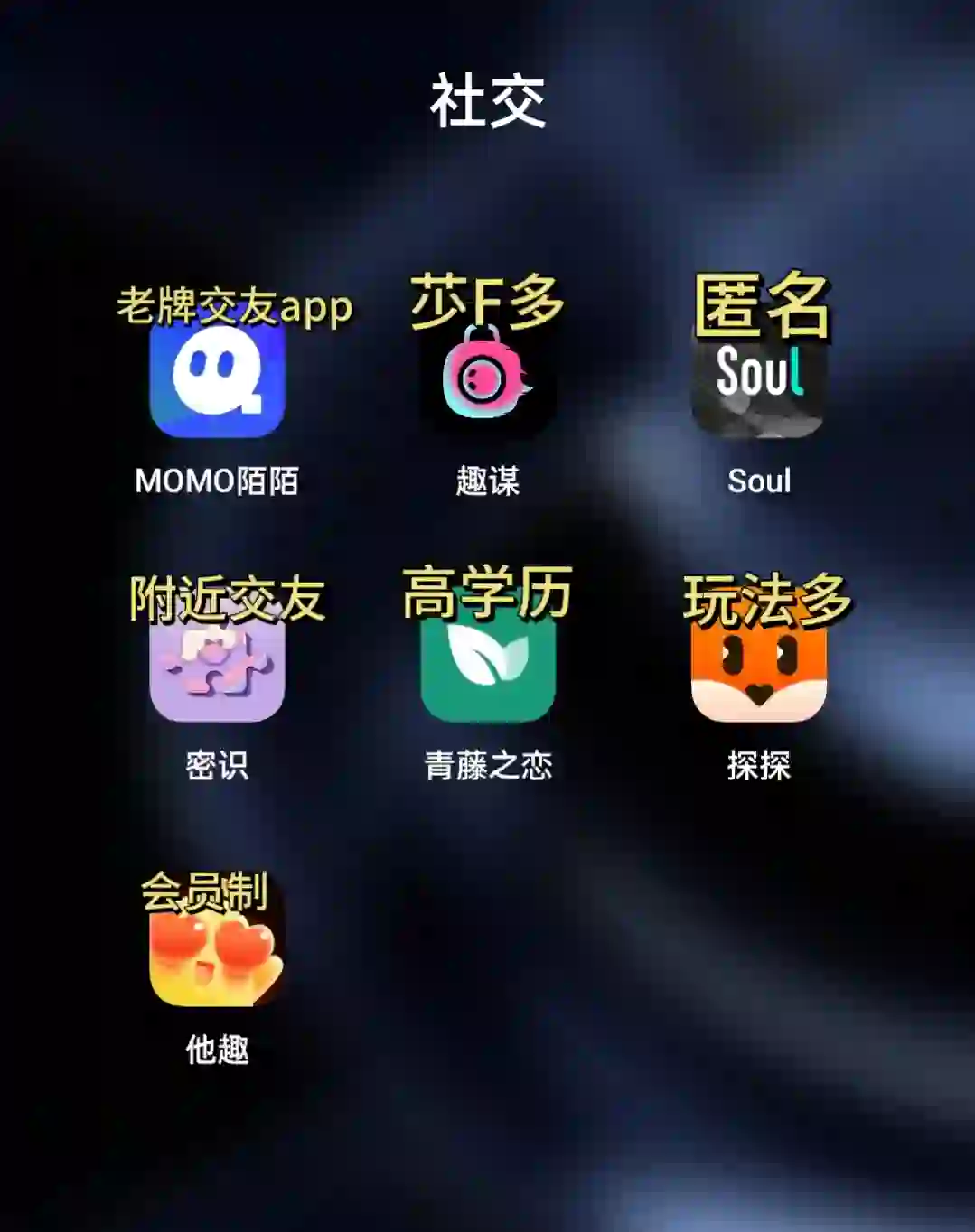 大数据把我用的社交app推给需要的人吧