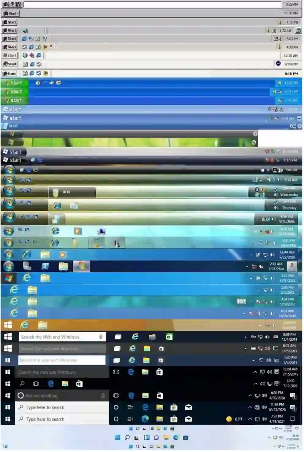 你最喜欢哪一代Windows 历代任务栏（完整版）