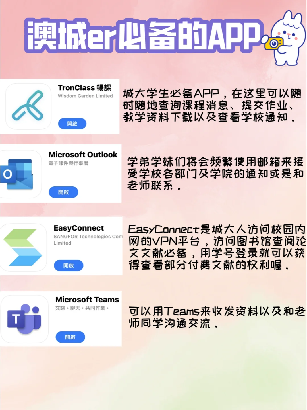 澳门城市大学新生必备APP