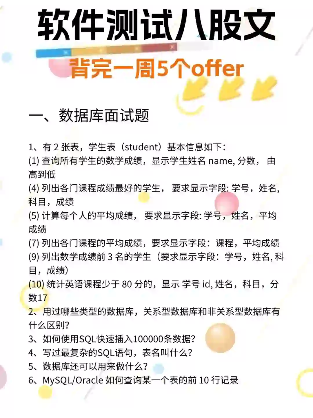 软件测试八股文，背完一周拿下5个offer！