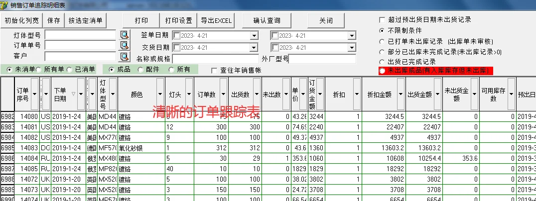 灯饰行业ERP软件