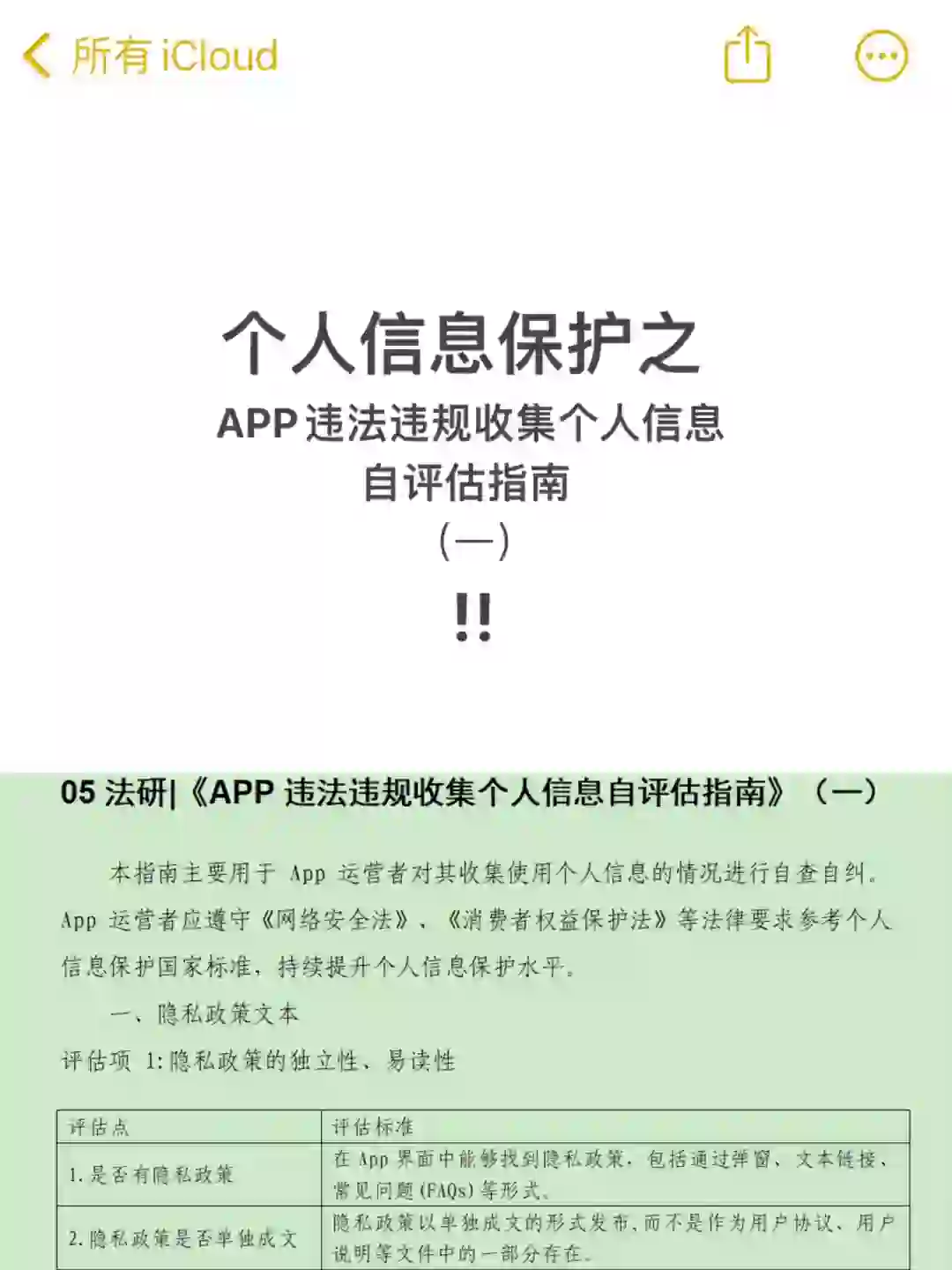 05法研｜APP违法违规收集个人信息自评估指南