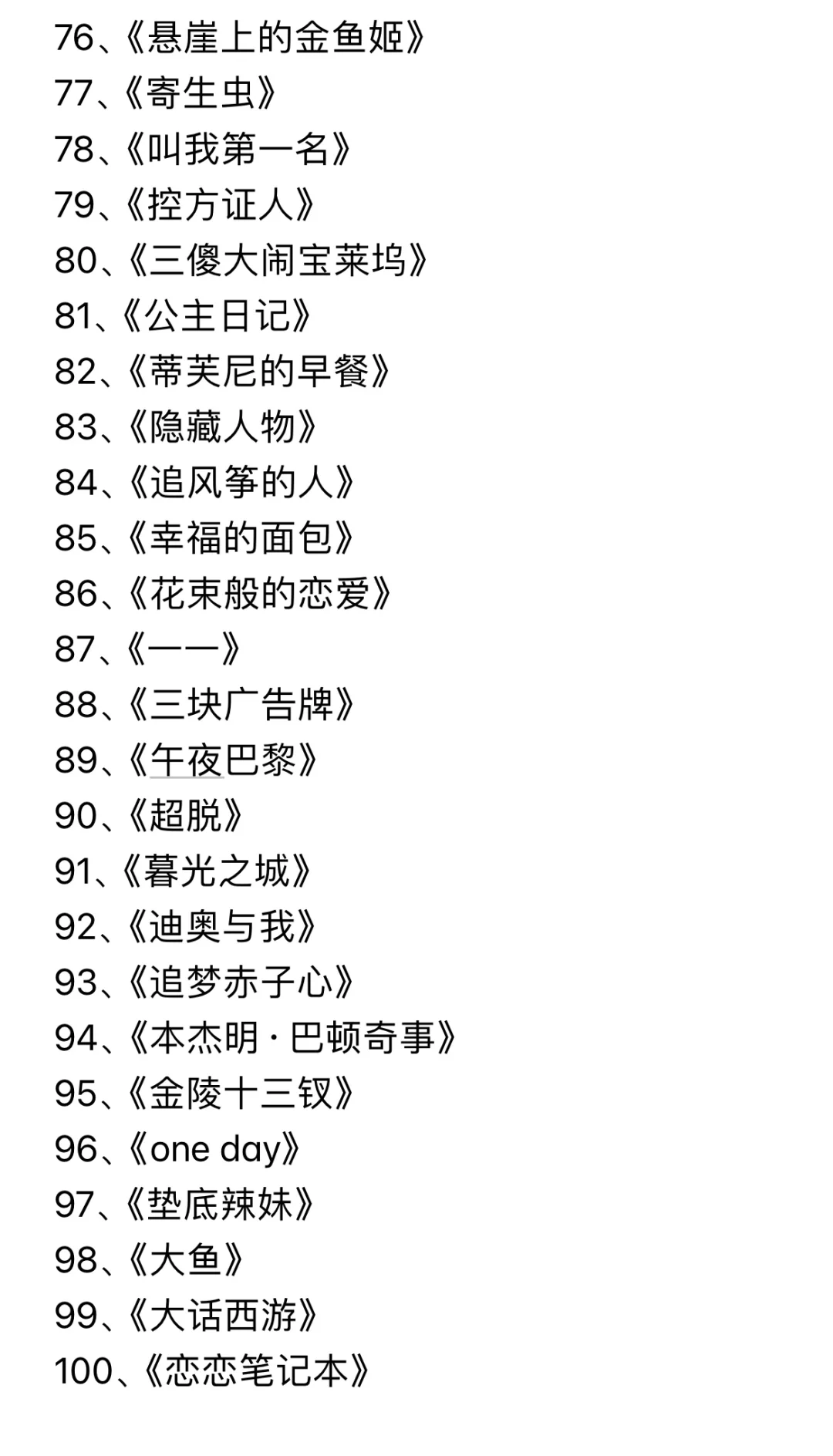 独处时可以看的100部电影