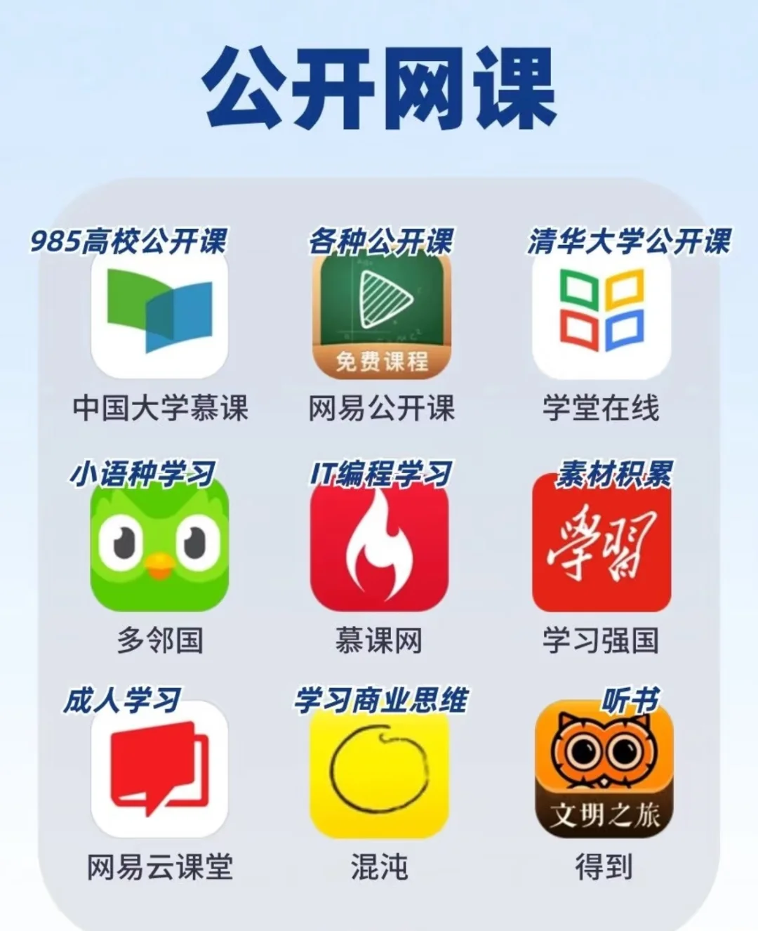 快GET63款热门学习类app，助你轻松逆袭❗️