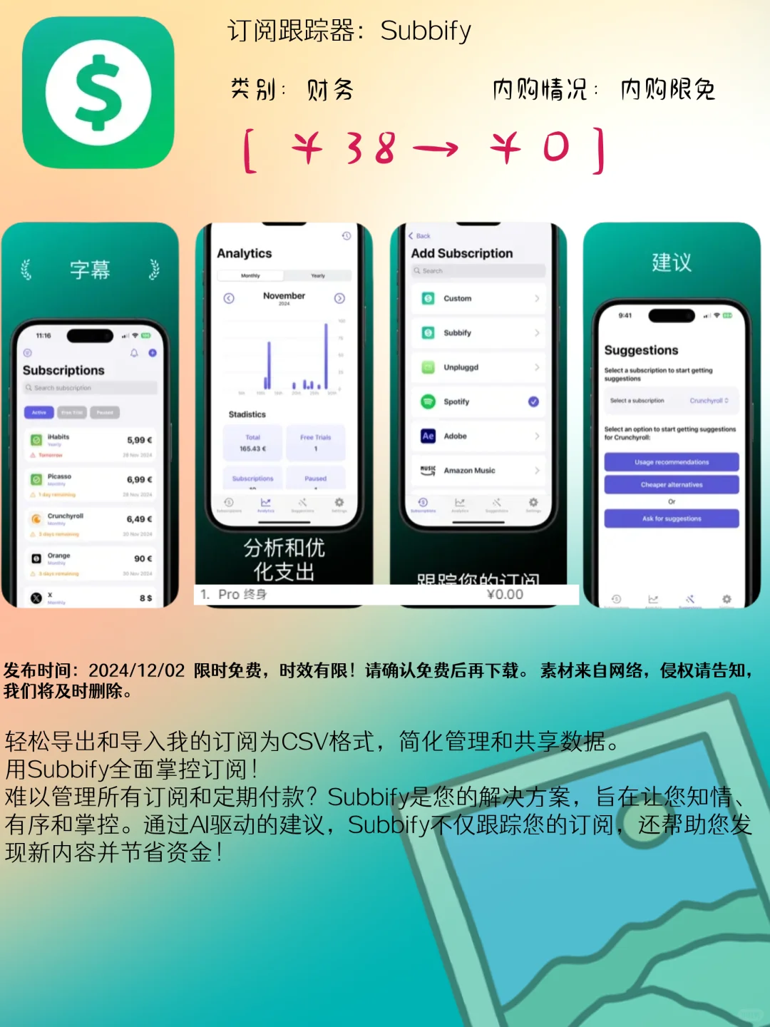 12.02 iOS限免：创意P图与生活管理应用精选