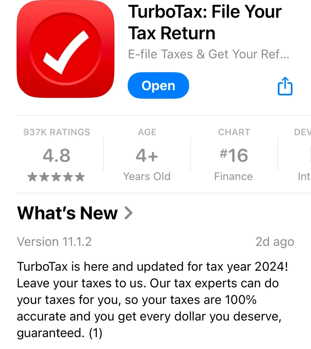 Turbo Tax APP 2/18/25之前免费报税