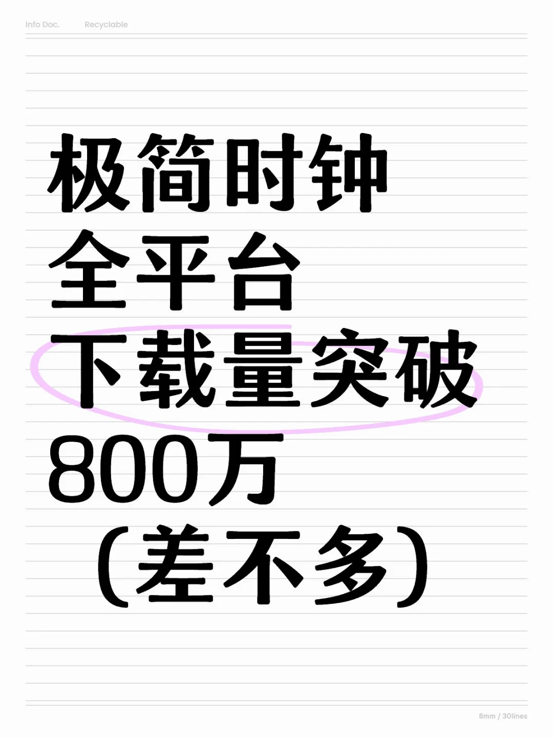 极简时钟全平台下载量突破800万（差不多）