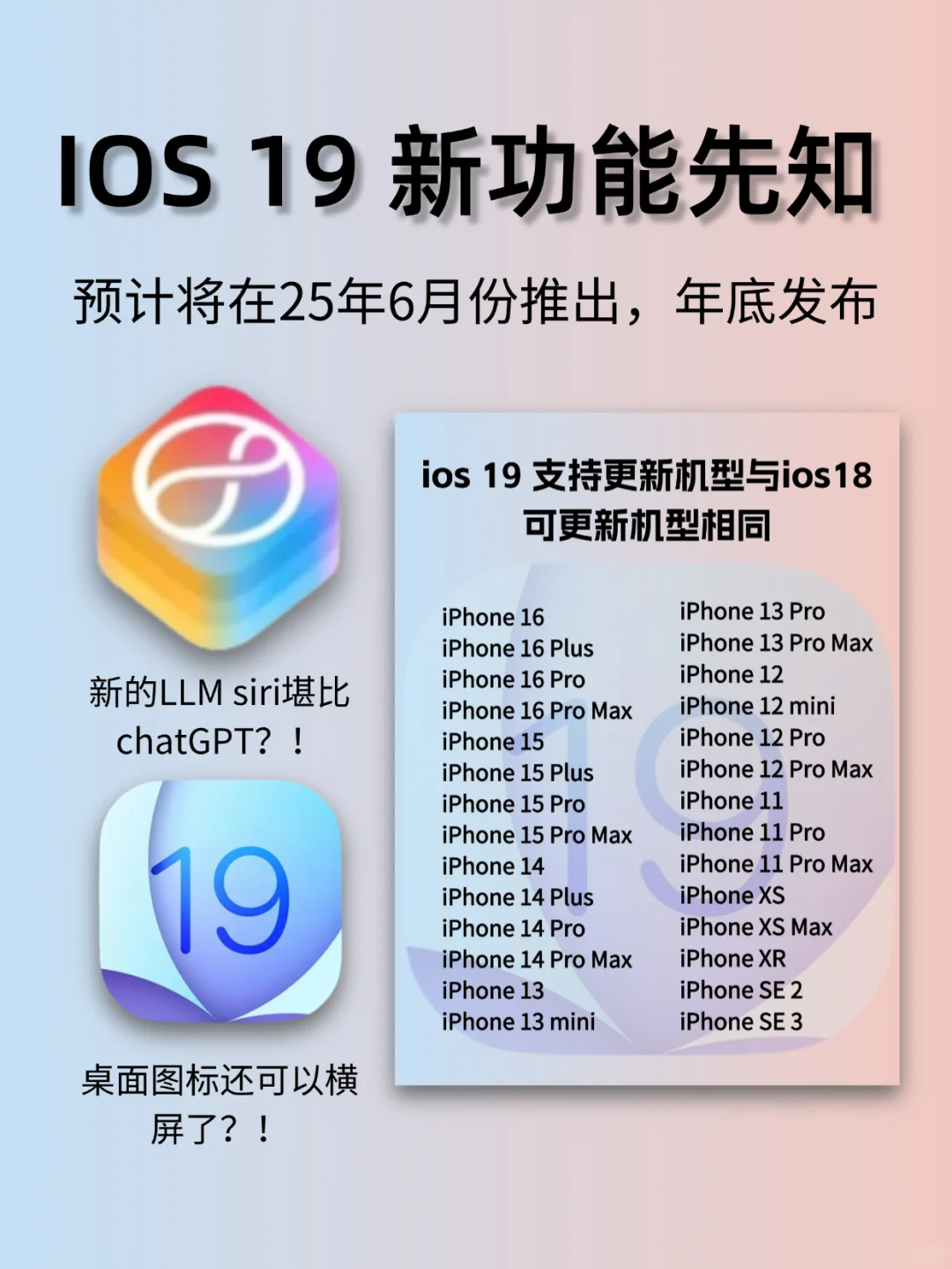 IOS 19支持机型和新功能！抢先看！！