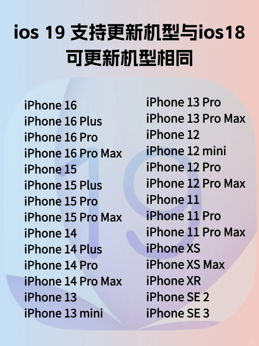 IOS 19支持机型和新功能！抢先看！！