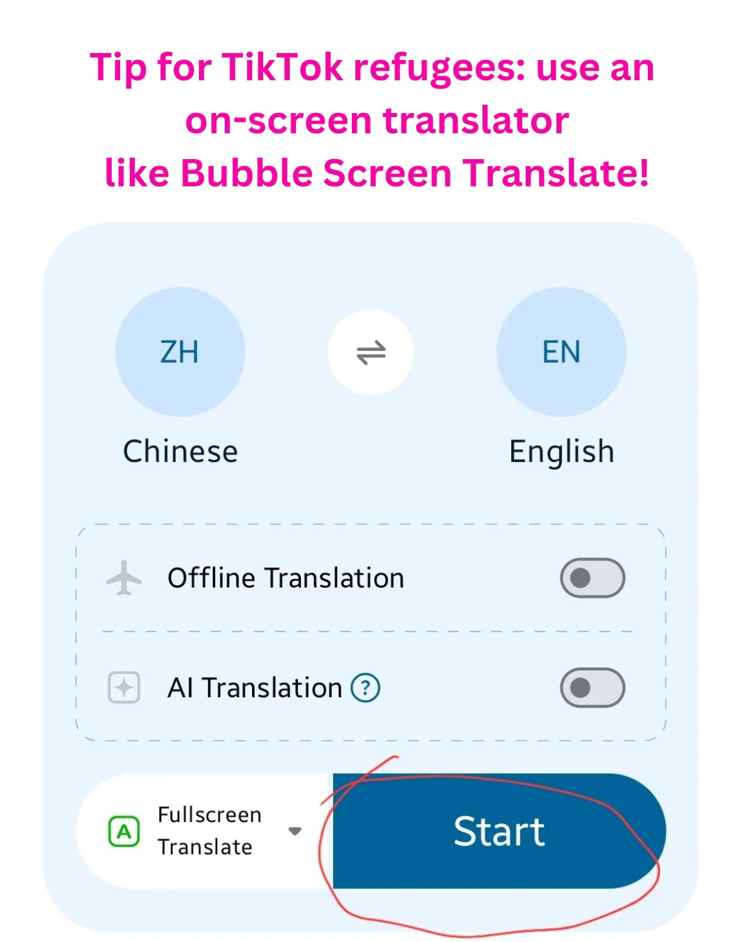 It lets you translate IN this app!