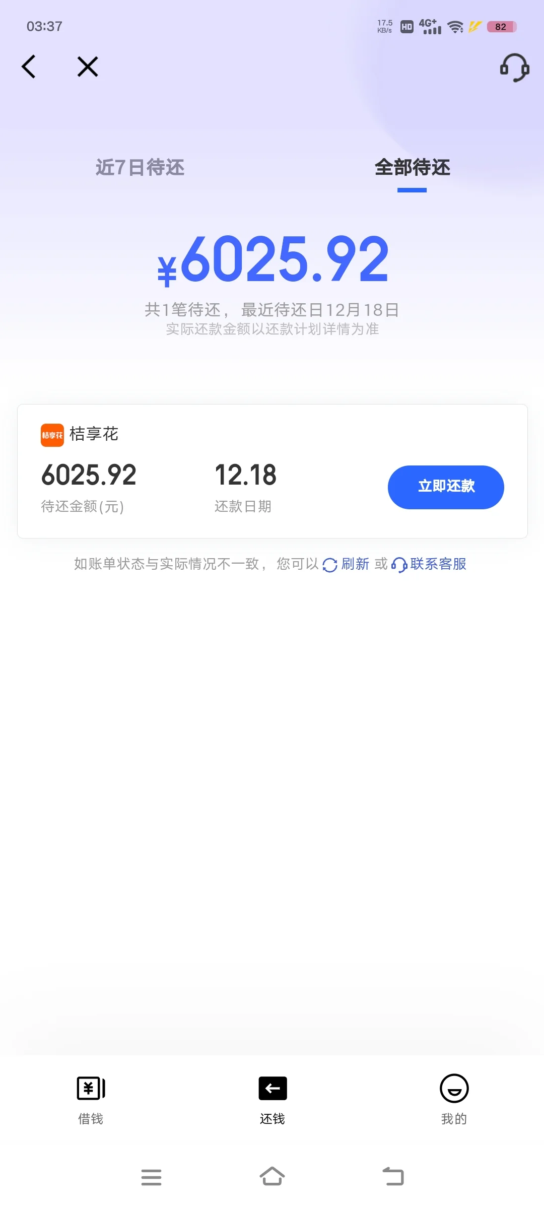 借5000还6025😂