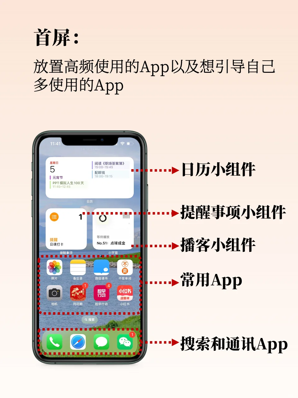 iPhone桌面布局，简洁高效直达目的地