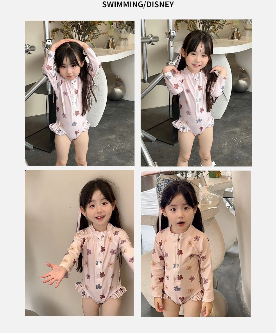 儿童泳衣女童长袖新款可爱公主泳装