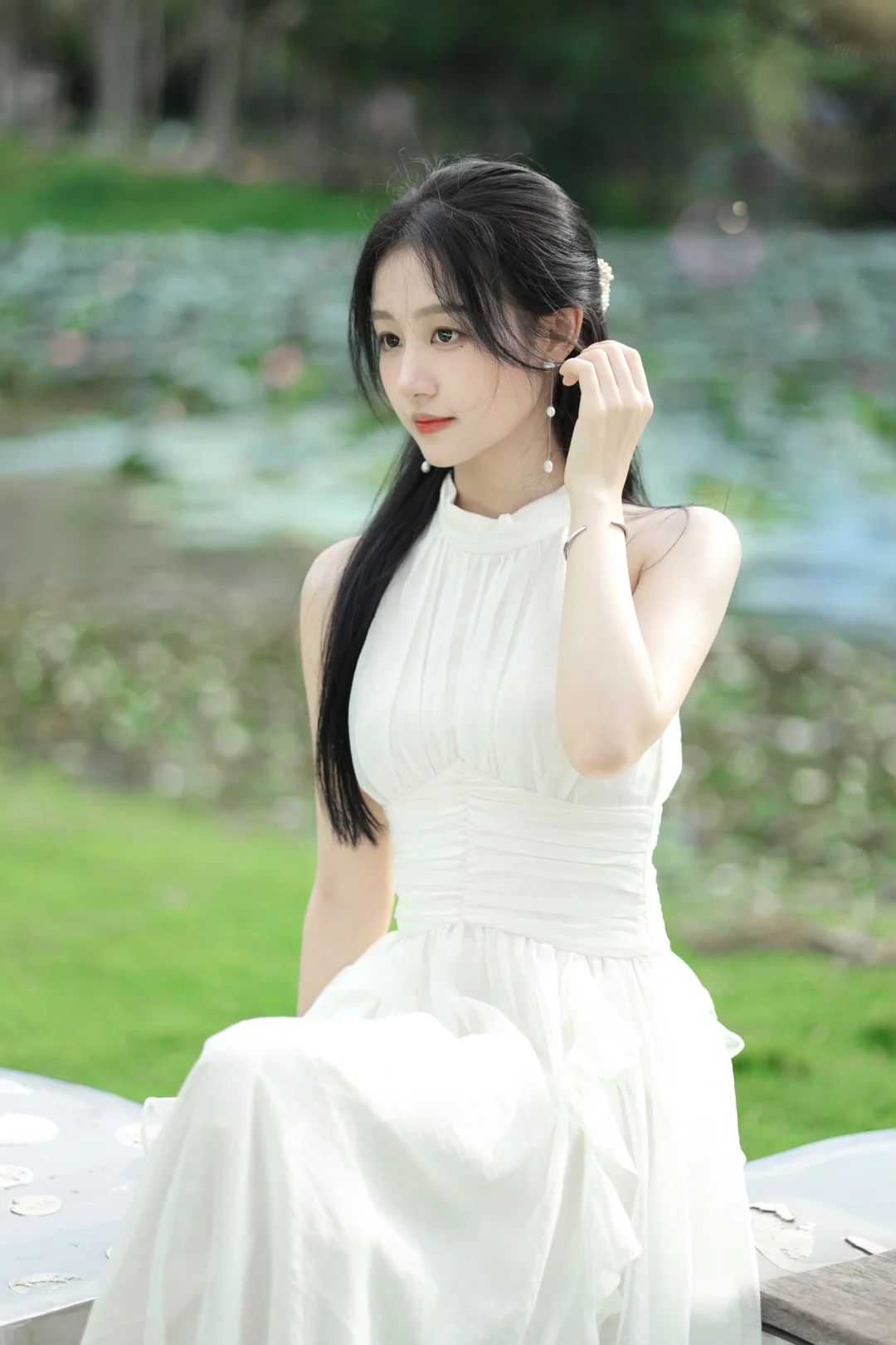 ootd🧚白月光挂脖仙女裙