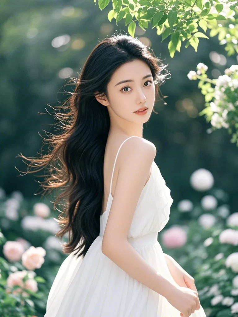 美女壁纸|小姐姐长发白裙美若天仙,惊艳💖