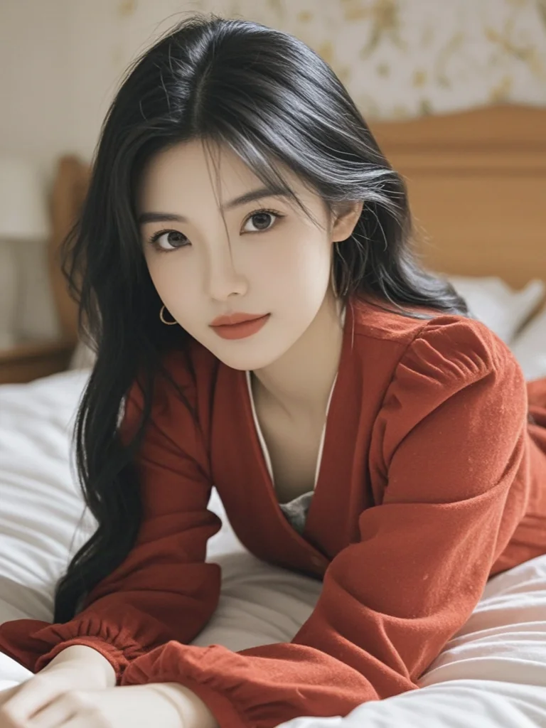 美女壁纸︳今日校花穿搭红色毛衣穿出氛围感
