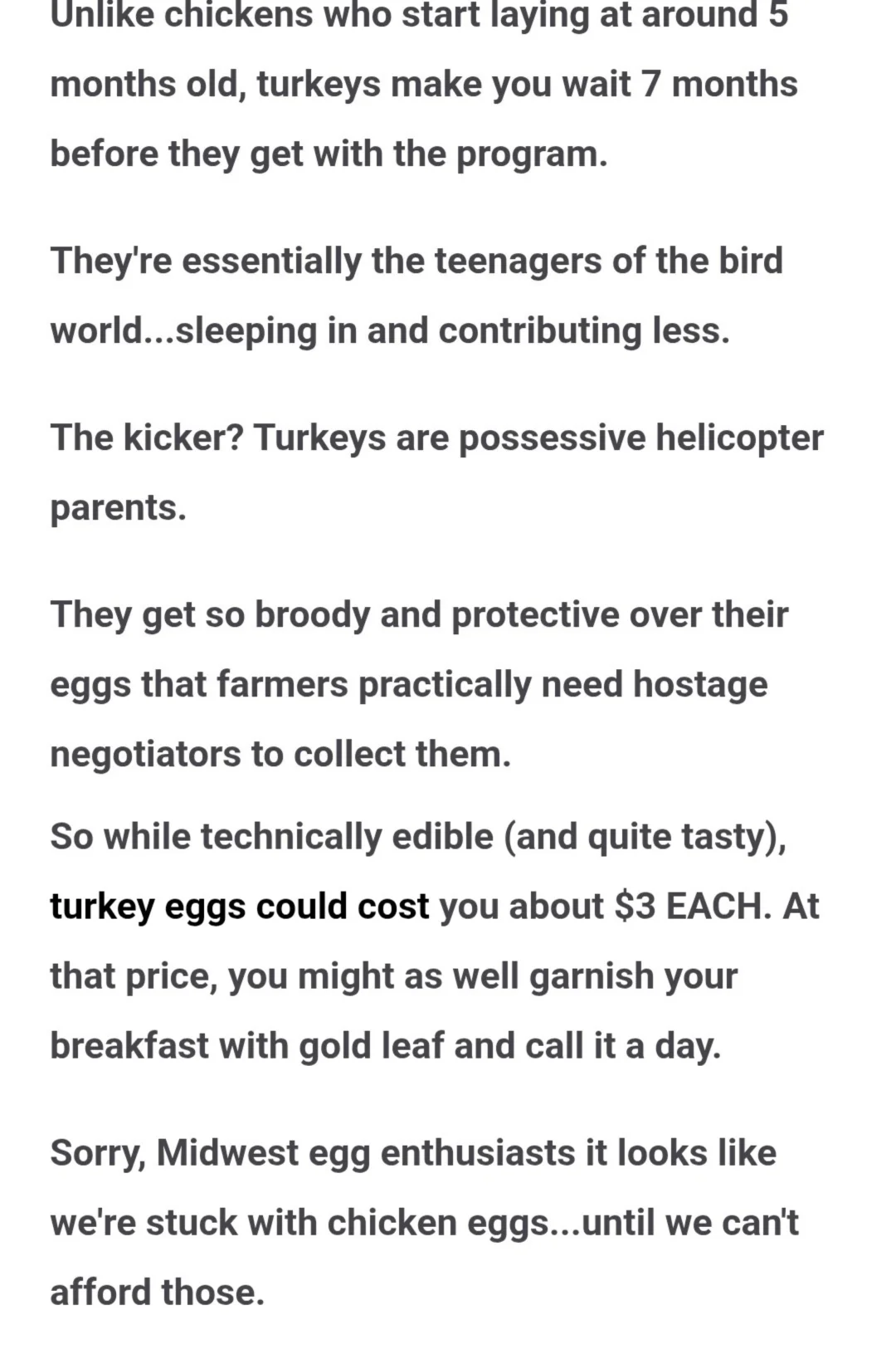 Why don't we eat Turkey eggs ??