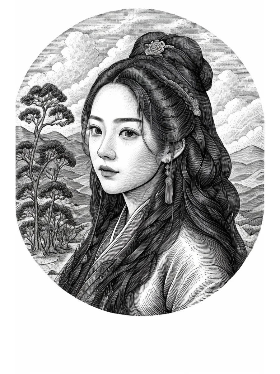 线描手绘美女独家展示