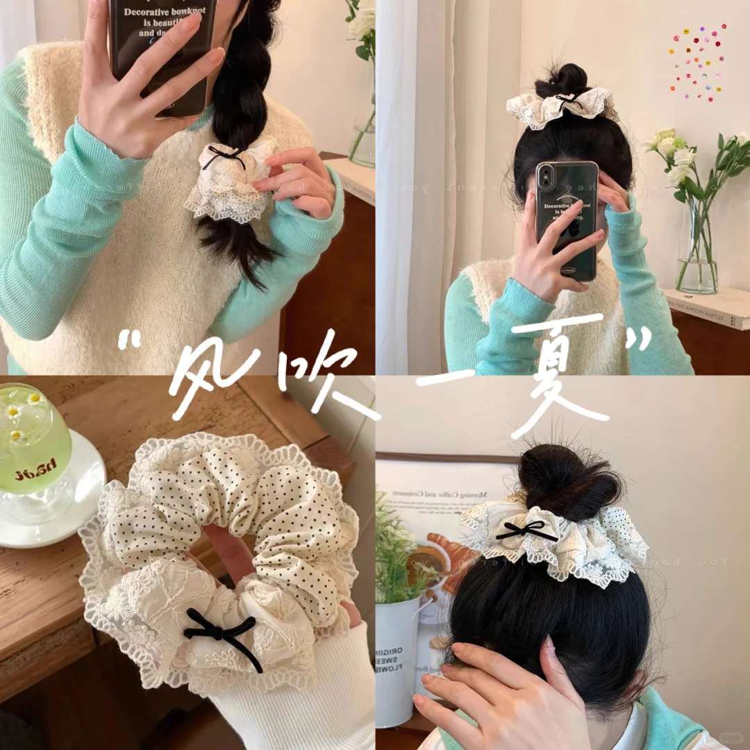 没有一个甜妹逃得过蝴蝶结🎀奶油发圈~
