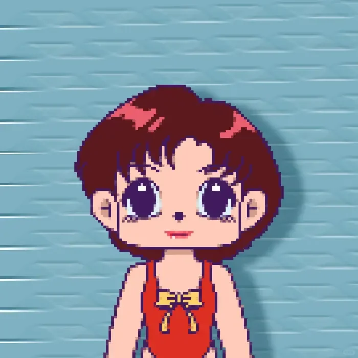 画画日记｜像素风｜Q版头像｜泳装小女孩