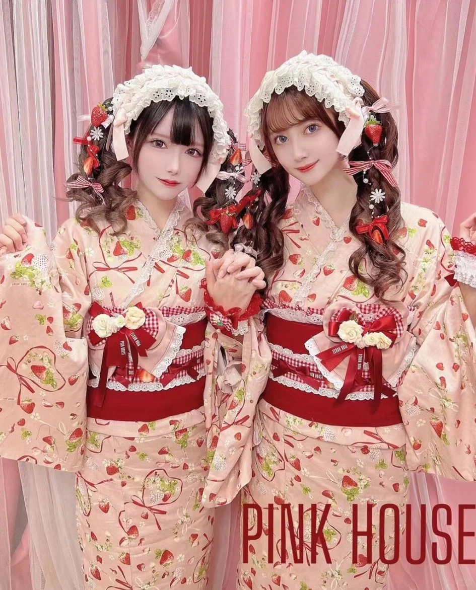 草莓系👚樱花妹浴衣穿搭
