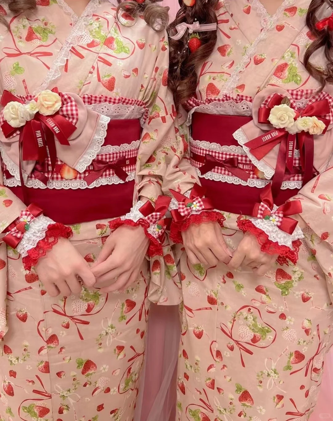 草莓系👚樱花妹浴衣穿搭