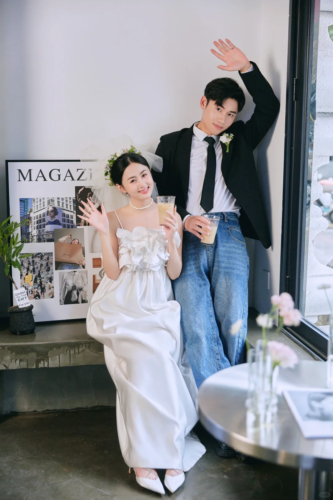 咖啡馆也太适合拍婚纱照啦📸甜妹必拍风格