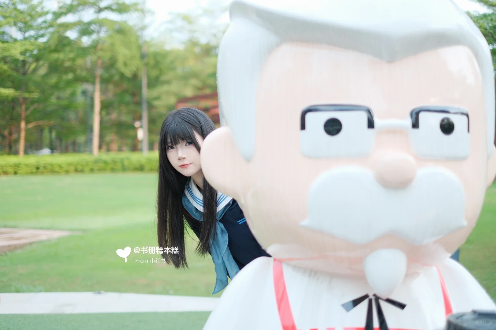 阴雨天，黑长直JK和透明伞