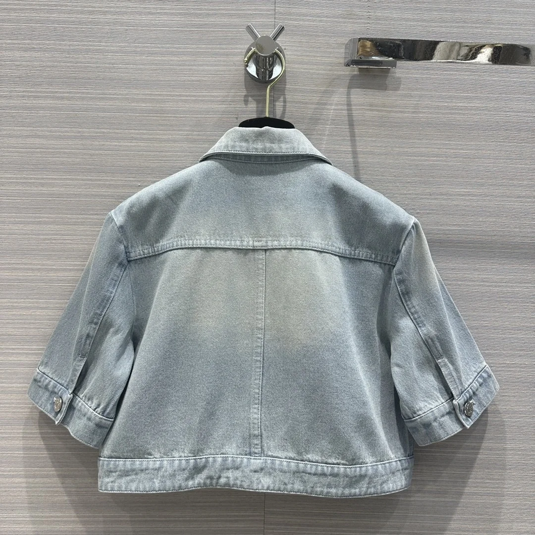 cocoChanel时髦精牛仔短袖外套牛仔衣超短款
