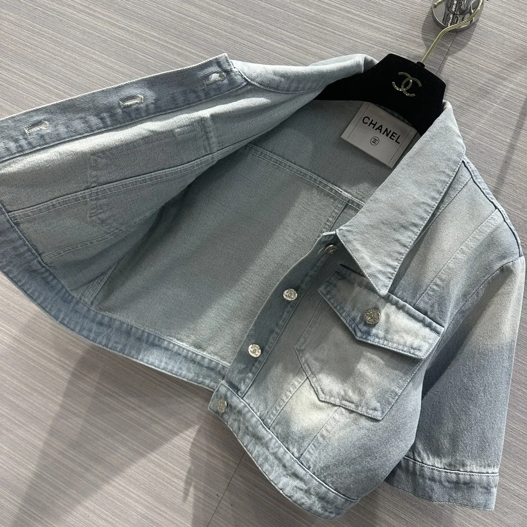 cocoChanel时髦精牛仔短袖外套牛仔衣超短款