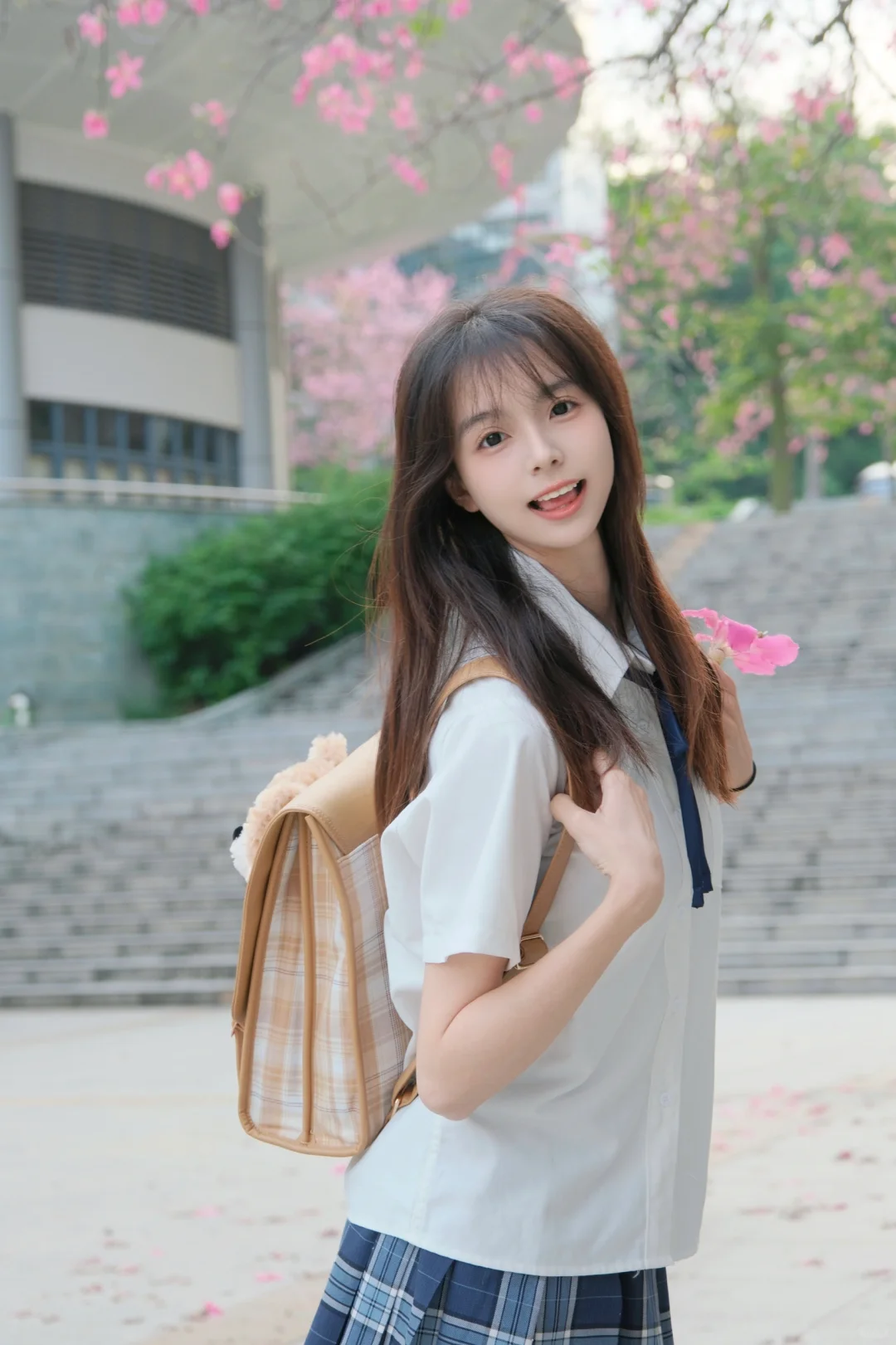 教学楼的花开了