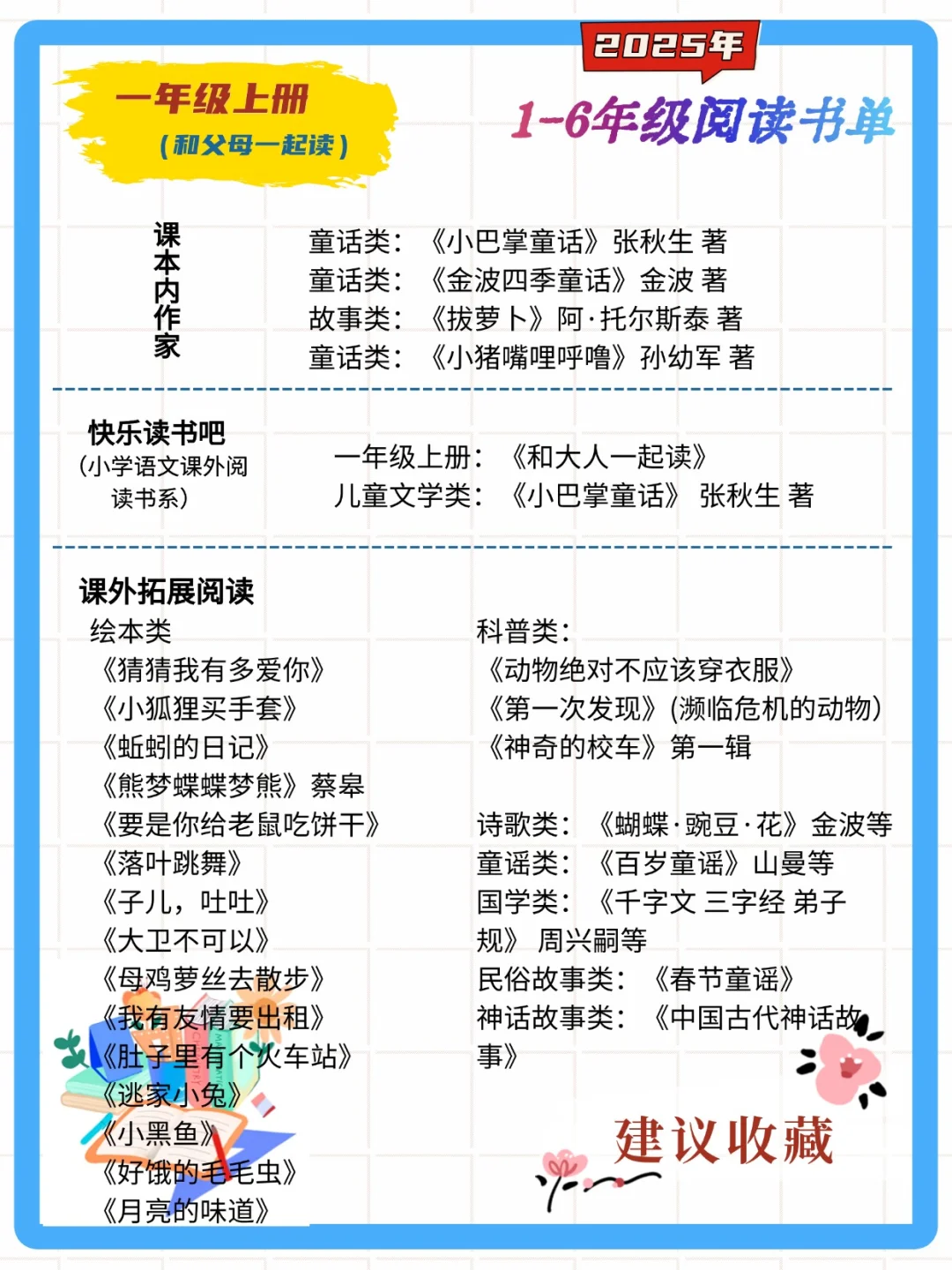 【为孩子收藏】🔥清华附小2025阅读书单✨