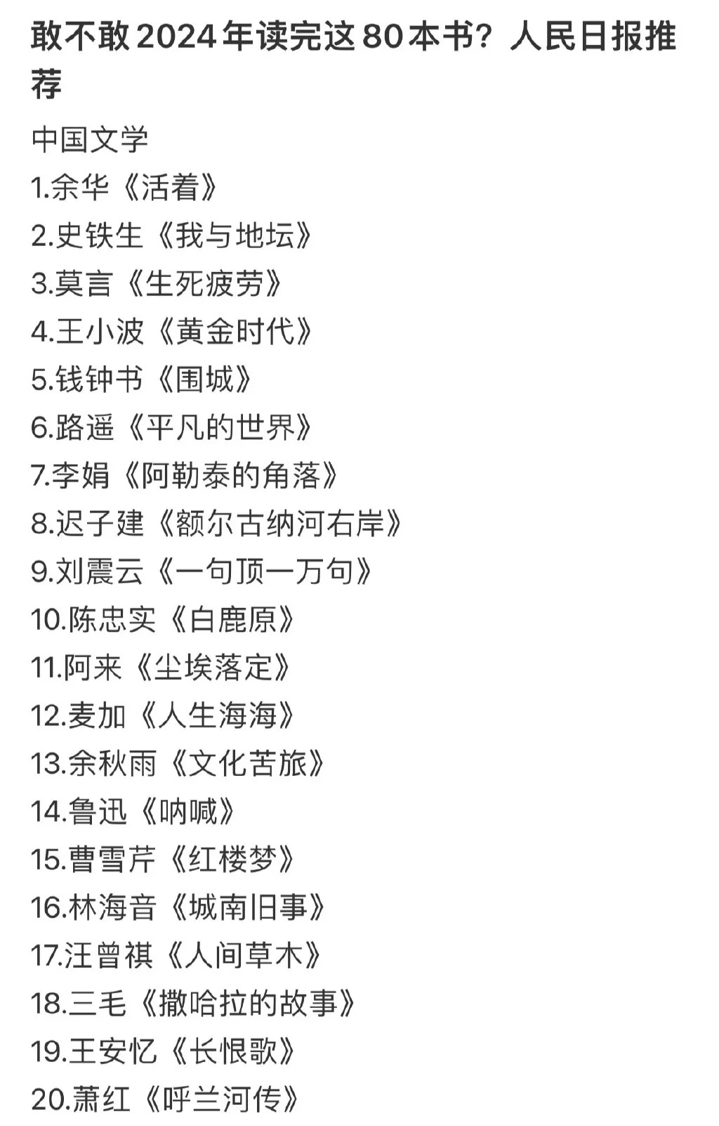 人民日报推荐必读书单