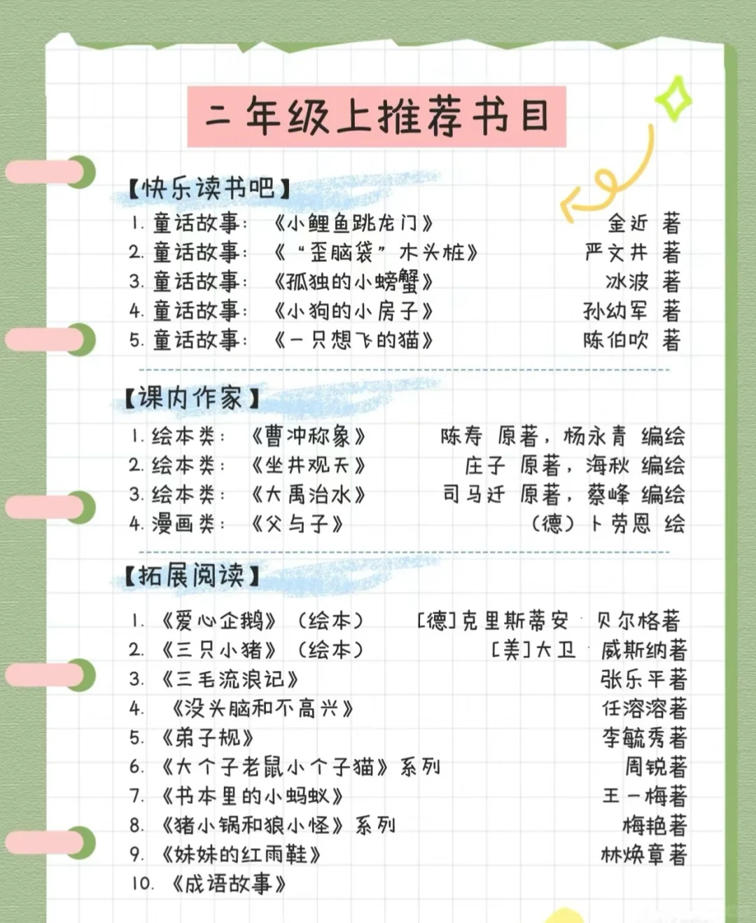 二年级，三年级书单