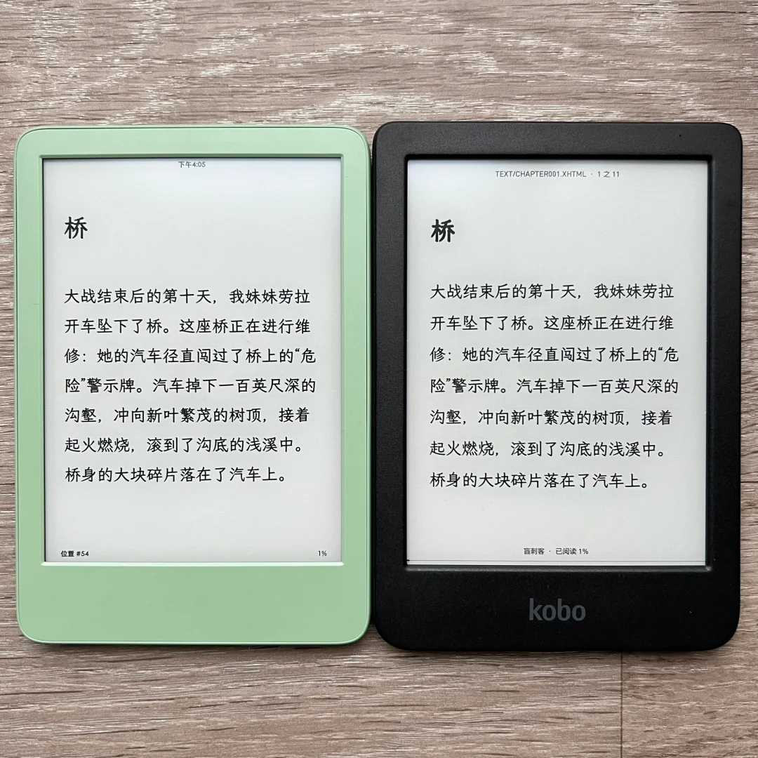 白天 Kobo BW 晚上 Kindle 2024