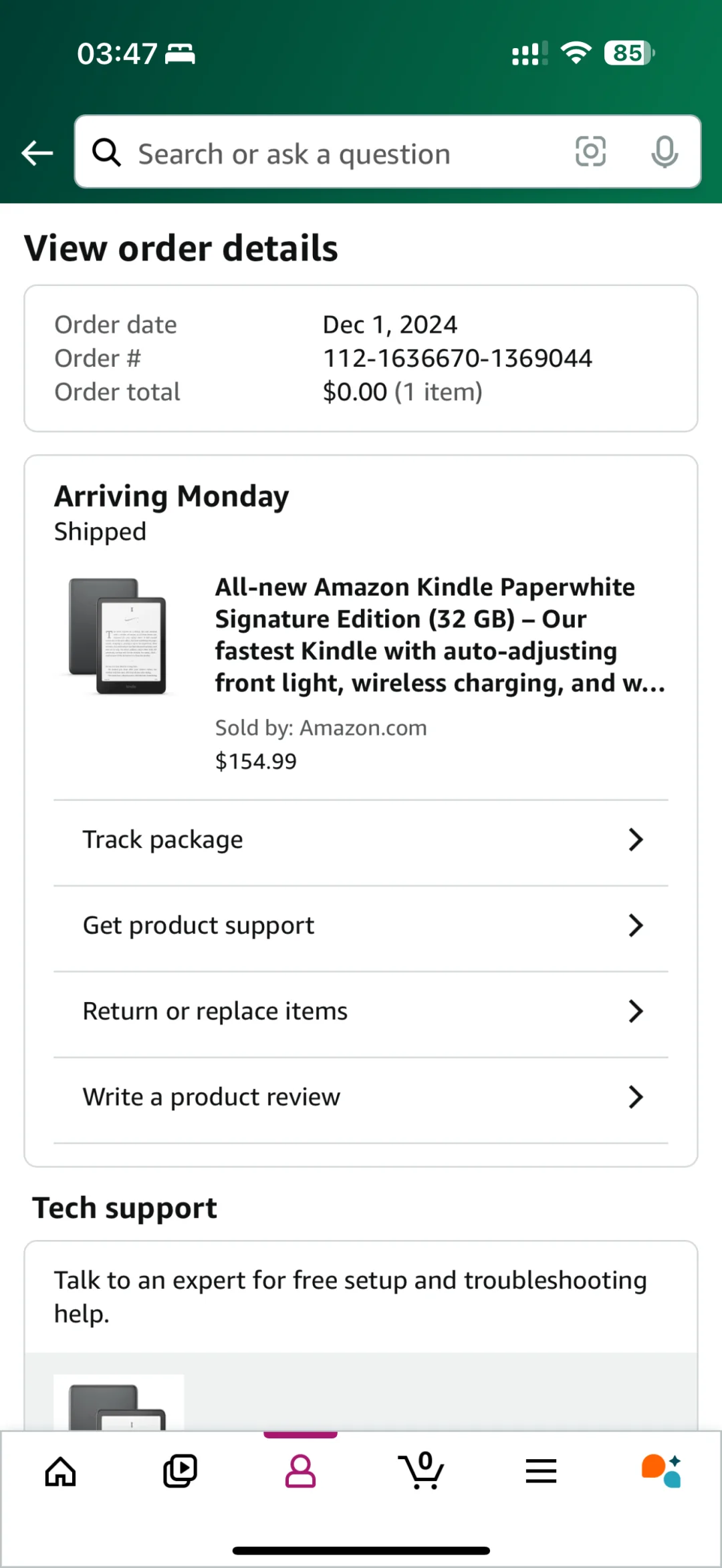 第一次海淘给了kindle paperwhite 6，等发货