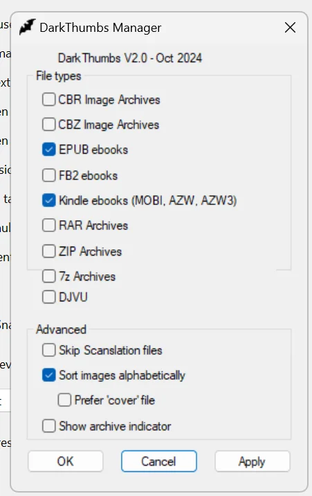 Windows文件夹显示电子书缩略图pdf, epub..