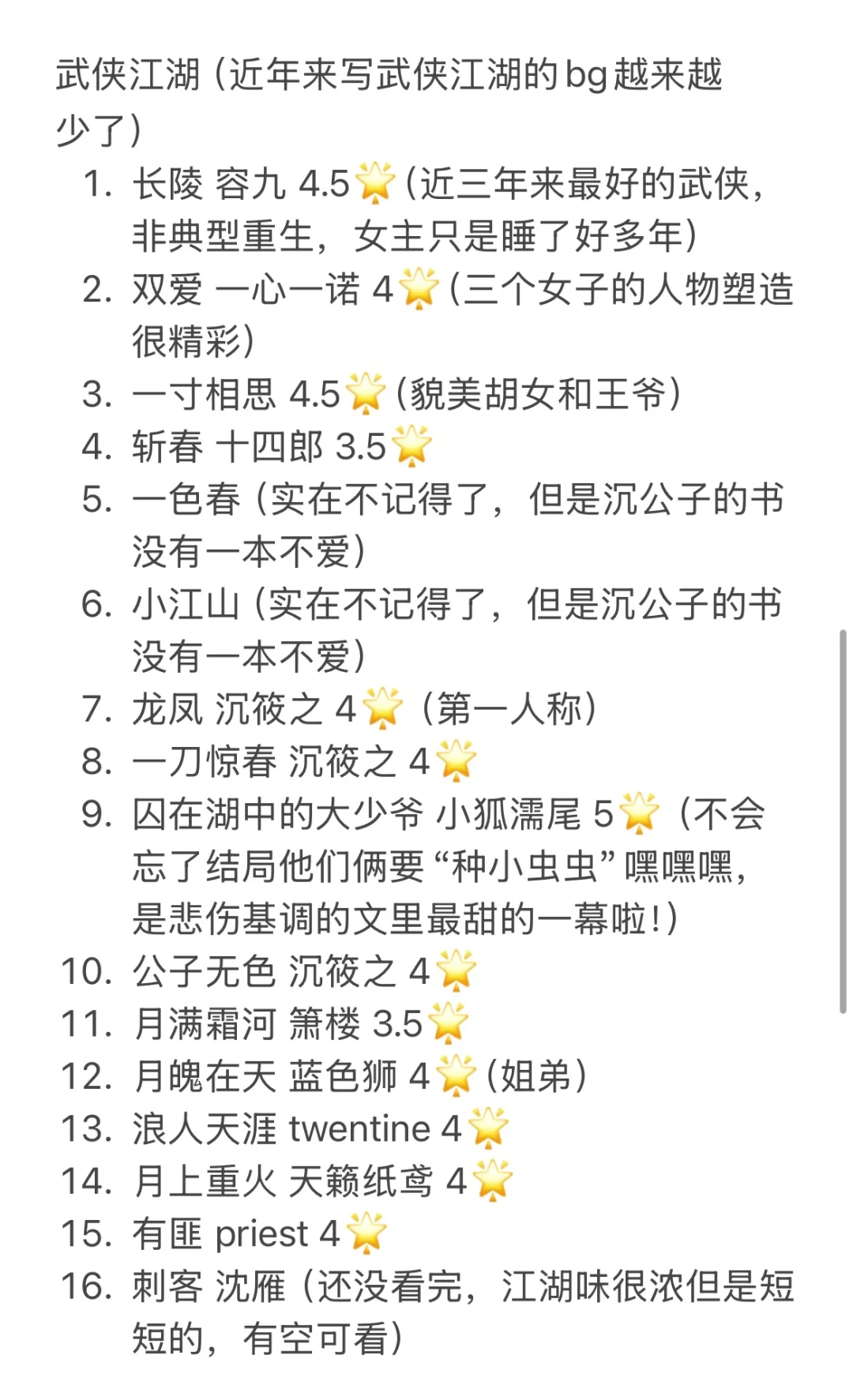 十年书龄的分类古言书单推荐