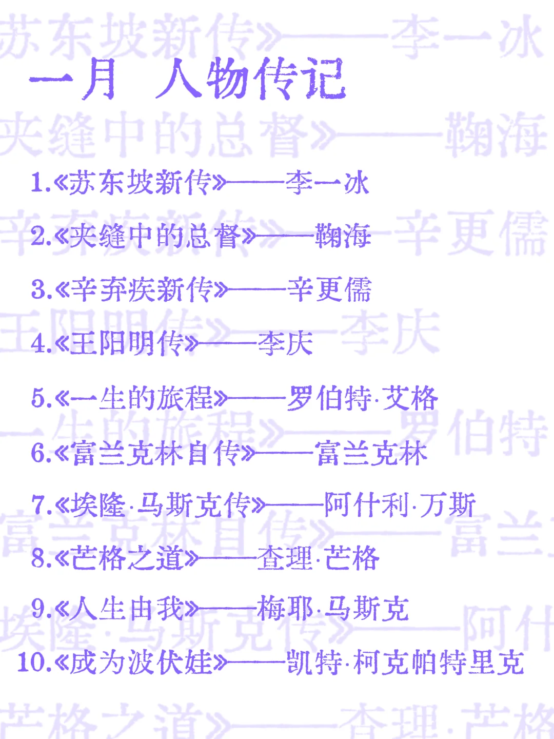 保姆级书单｜从2025年1月开始读书吧！