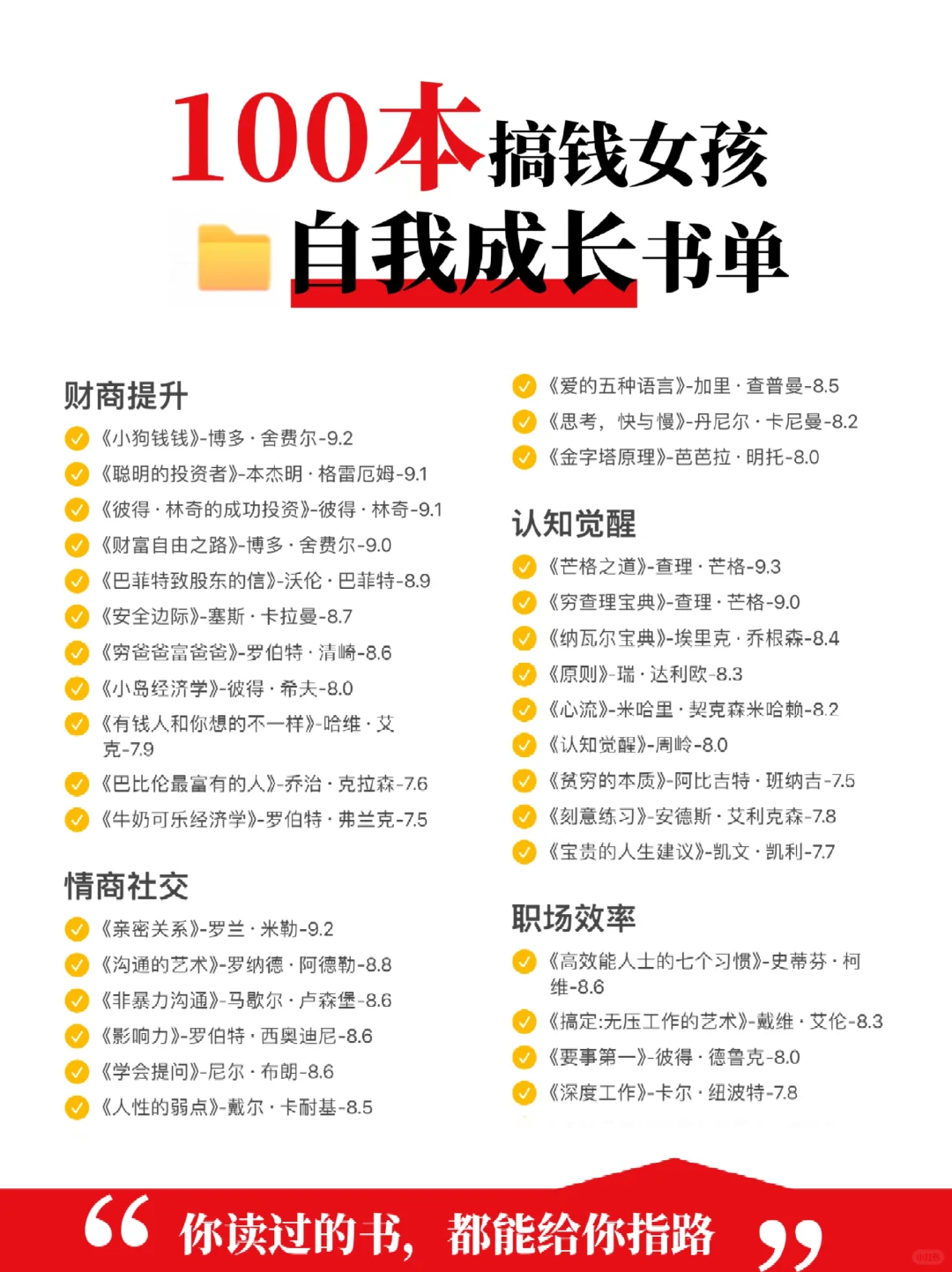 抓住九紫离火🔥搞钱女孩必读的100本书！