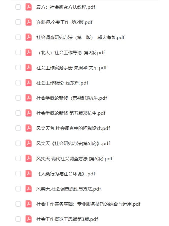 社会工作/社会学PDF电子书教材有人要嘛？