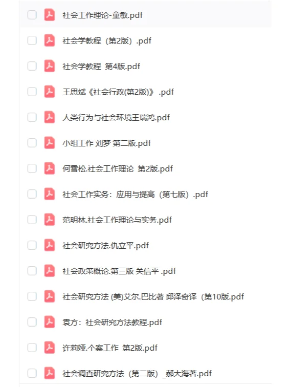 社会工作/社会学PDF电子书教材有人要嘛？