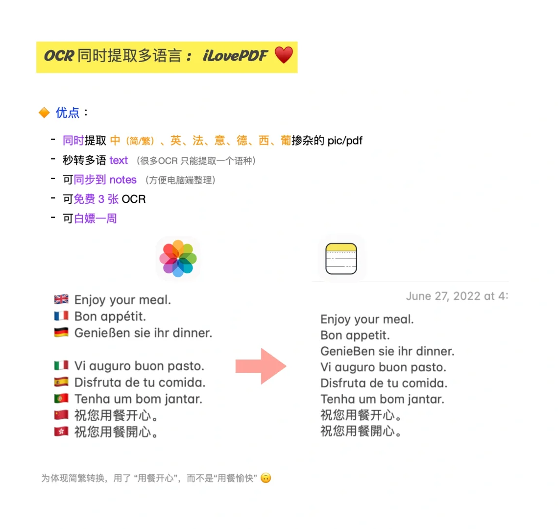 多语言资料同时OCR-免费提取