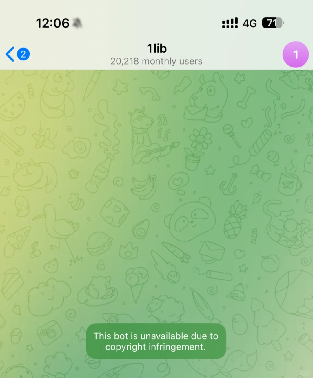 zlibrary的 tg 群和机器人居然都被封了