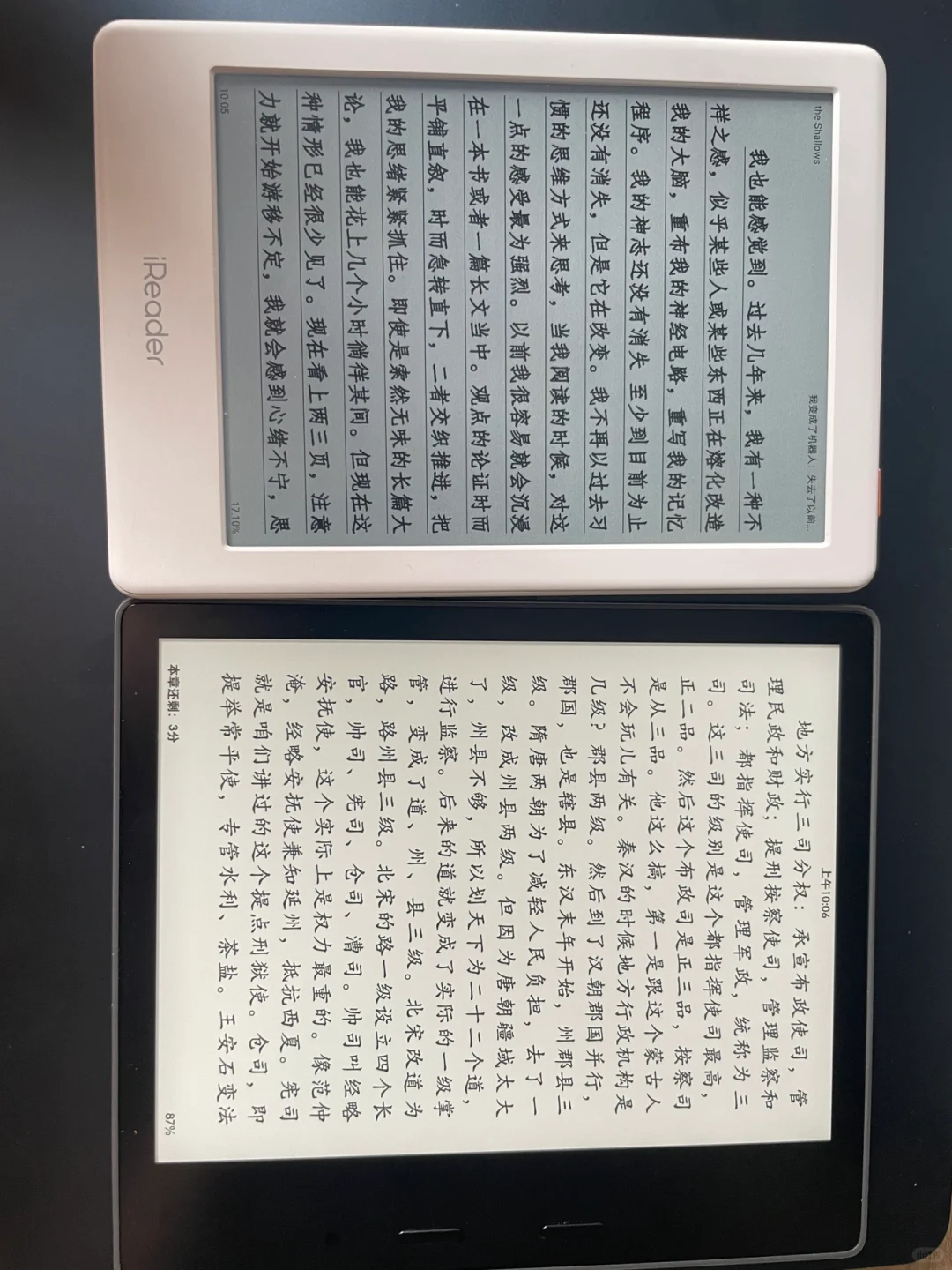 彩屏iReader C6和黑白电子书kindle对比
