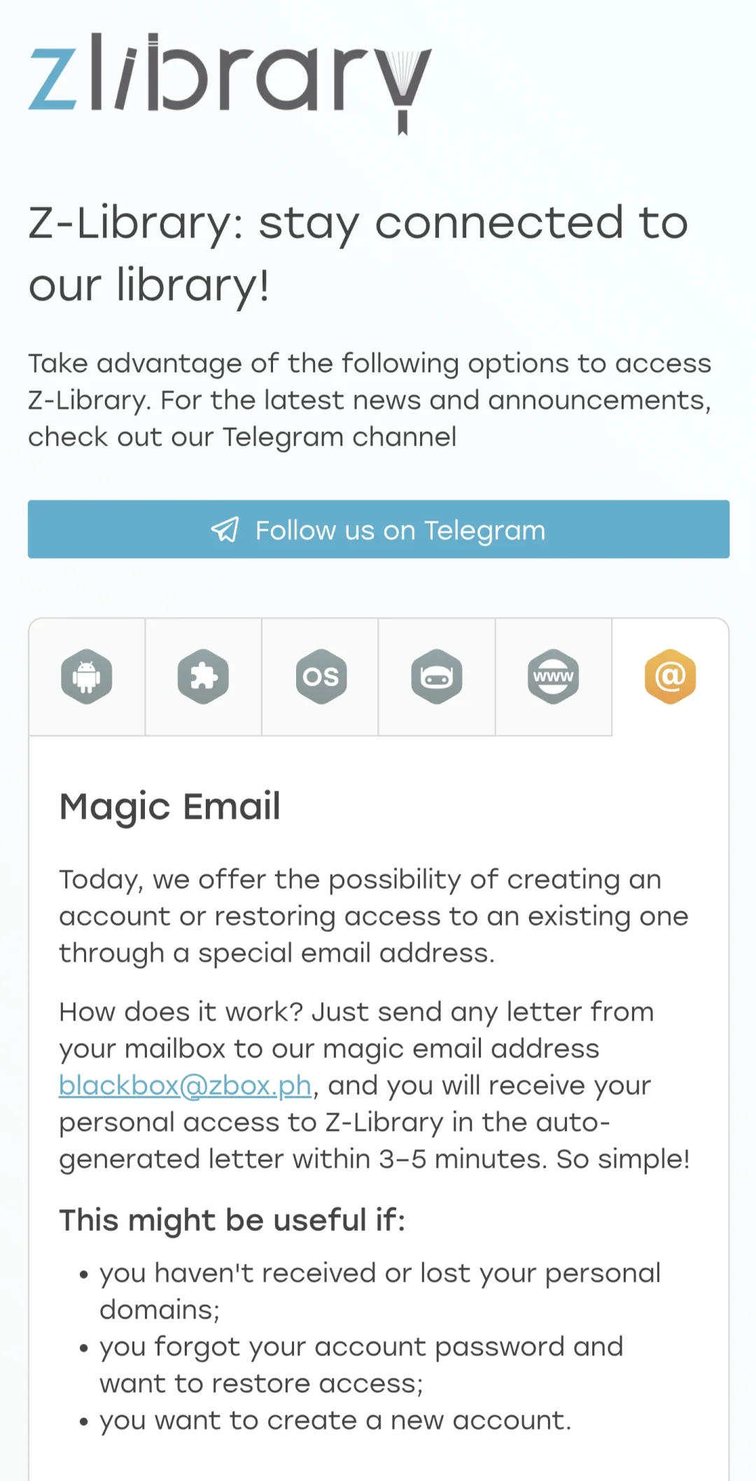 Zlibrary official URL