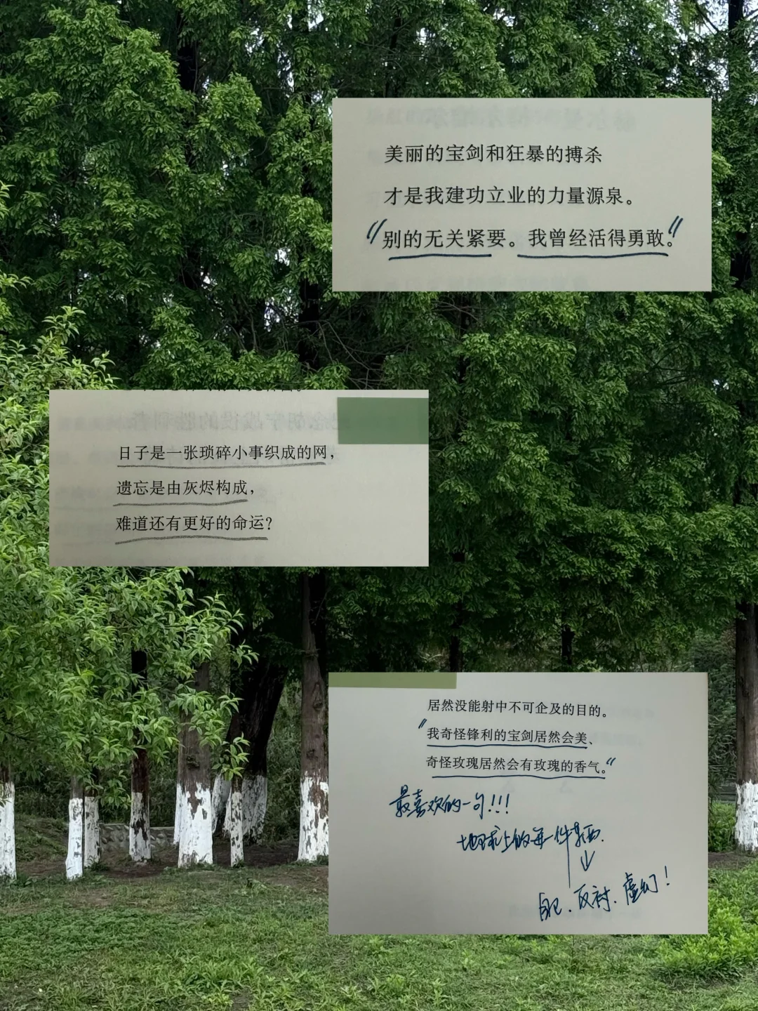 “独自坐着多好，只有咖啡、文字和我自己。”